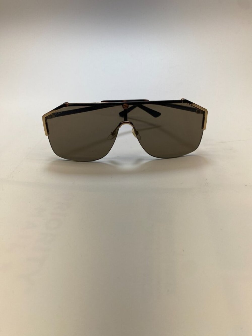 Gucci Womens Brown Sqyare Oversized Gold Frameless 62MM Shield Sunglasses - Picture 2 of 9
